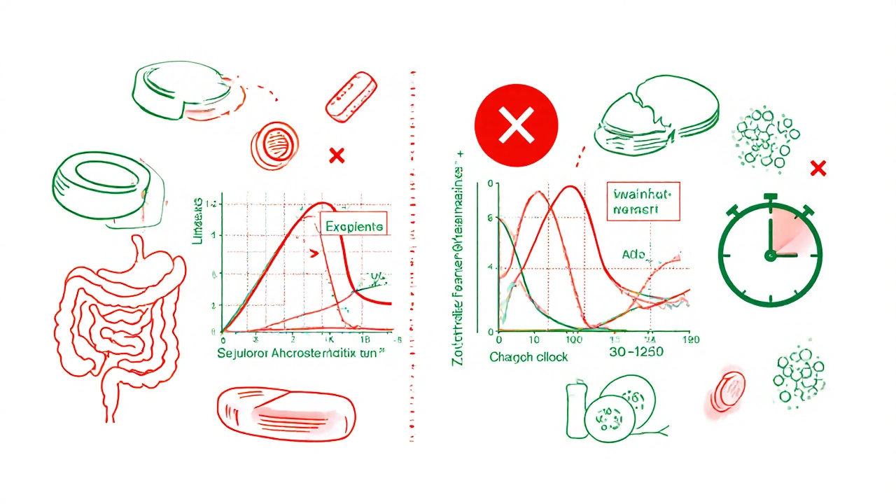 Side-by-side comparison of successful and failed bioequivalence studies with overlapping vs. misaligned drug concentration curves.