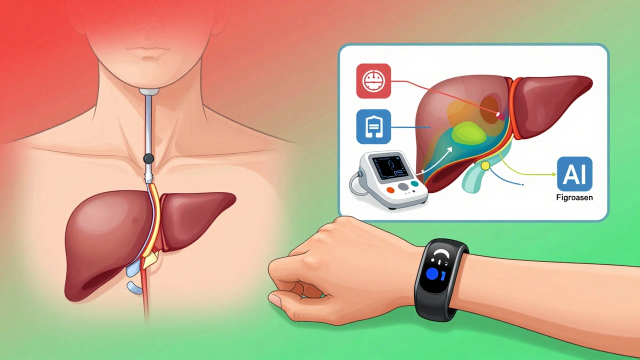 Comparison of invasive HVPG catheter and non-invasive SmartBand/FibroScan for monitoring portal hypertension.