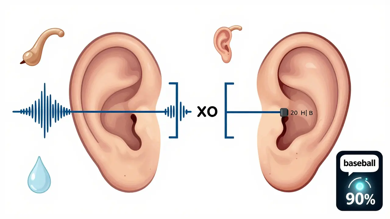 Side-by-side audiogram comparison showing sensorineural vs. conductive hearing loss types