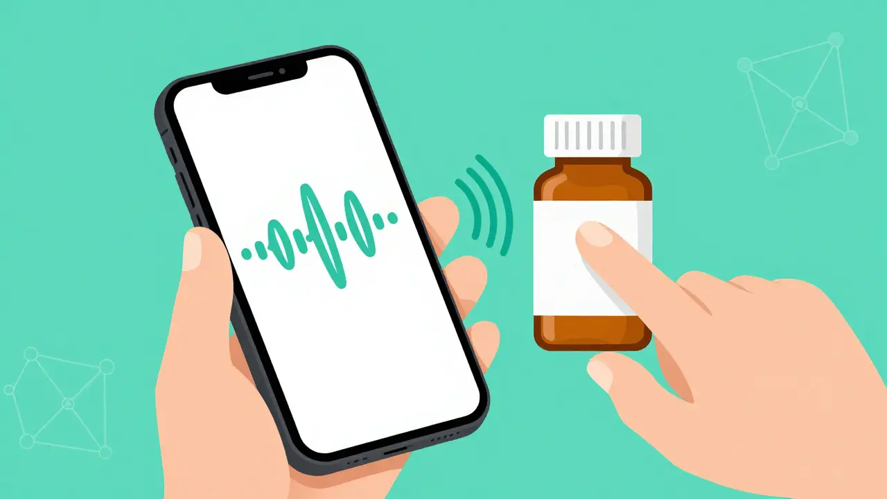 Smartphone scanning bottle for audio label assistance